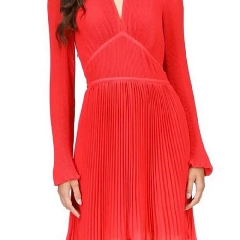 Michael Kors Vibrant Red Pleated Midi Dress